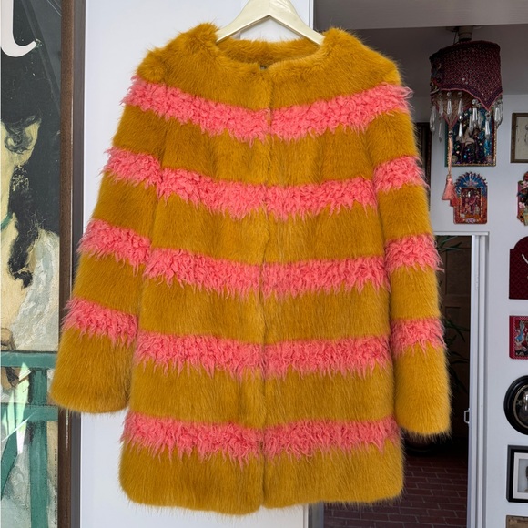 Shrimps Jackets & Blazers - Vintage Shrimps Pink and Orange Faux Fur Teddy Jacket Size Small